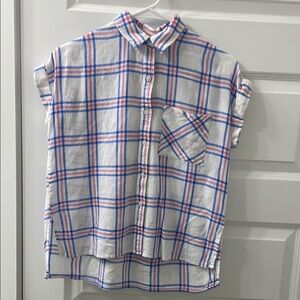 Rails Whitney Raspberry Azure Button Down Shirt Sleeve Size XS